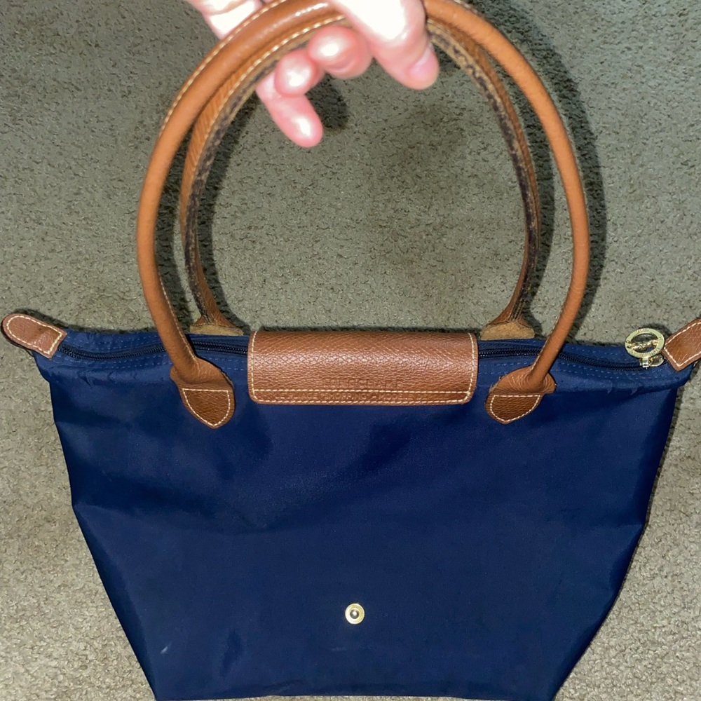 Longchamp Navy and Brown Le Pliage Tote size small - Picture 4 of 10